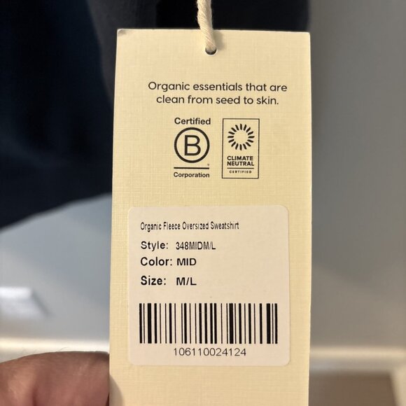 NWT Mate the Label Organic Fleece Oversized Sweatshirt in Midnight M/L Rare - Picture 3 of 7